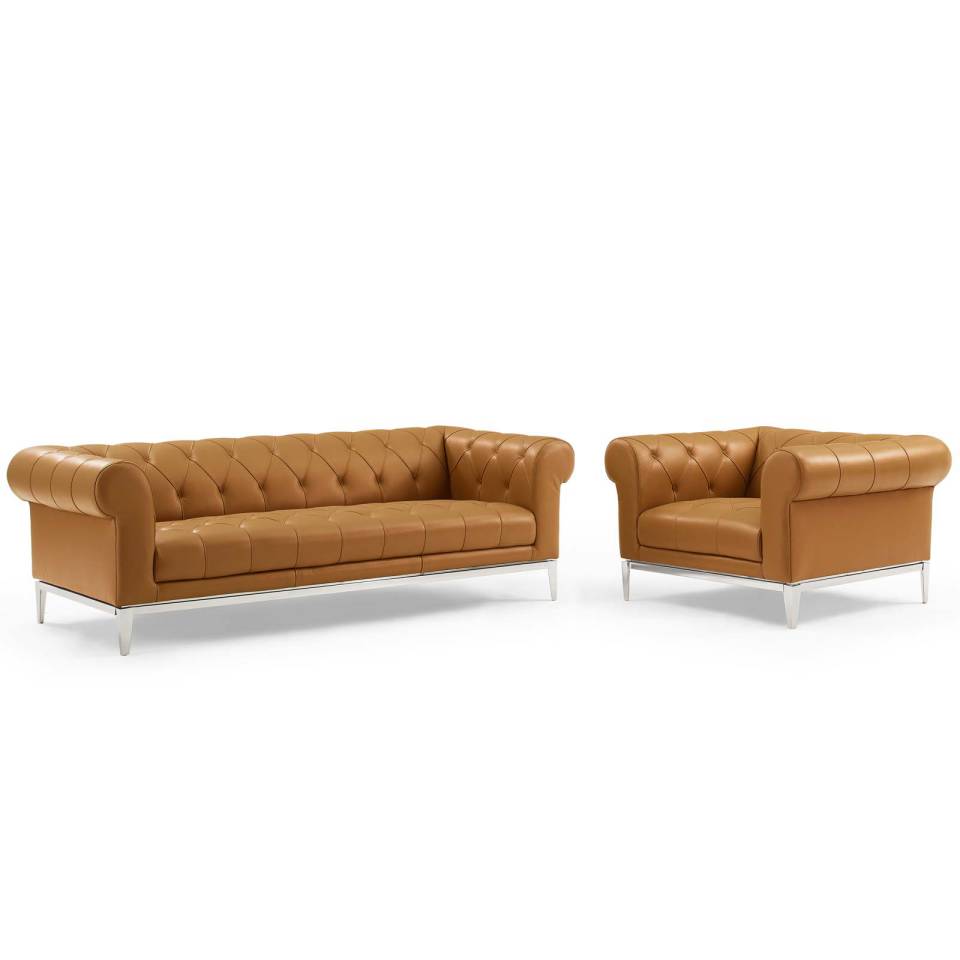 Modway Idyll Tufted Upholstered Leather Sofa and Armchair Set | Sofas | Modishstore-7