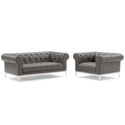 Modway Idyll Tufted Upholstered Leather Loveseat and Armchair - EEI-4193 | Loveseats | Modishstore - 2