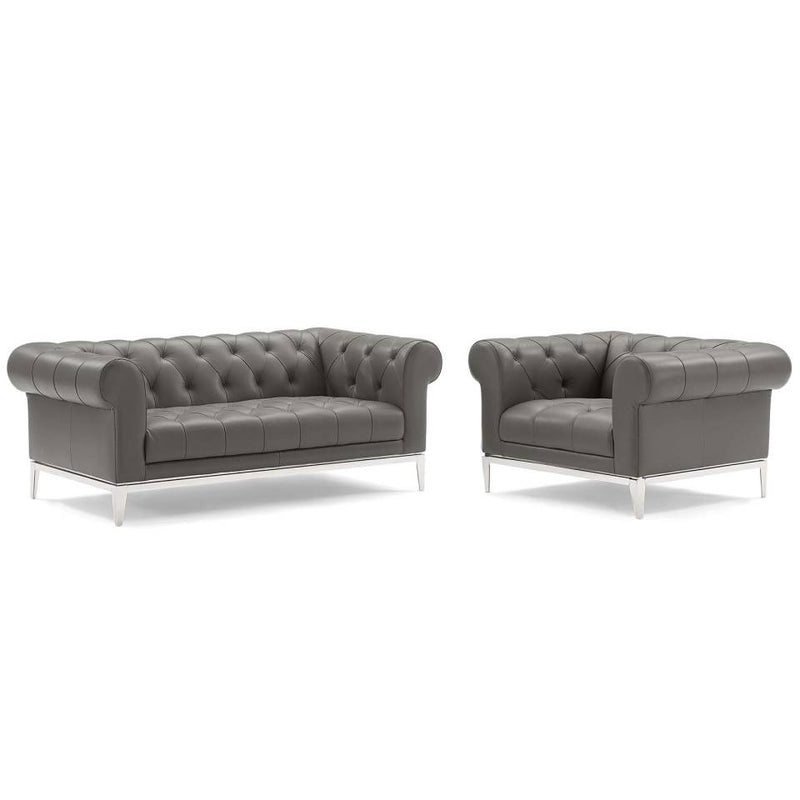 Modway Idyll Tufted Upholstered Leather Loveseat and Armchair - EEI-4193 | Loveseats | Modishstore - 2