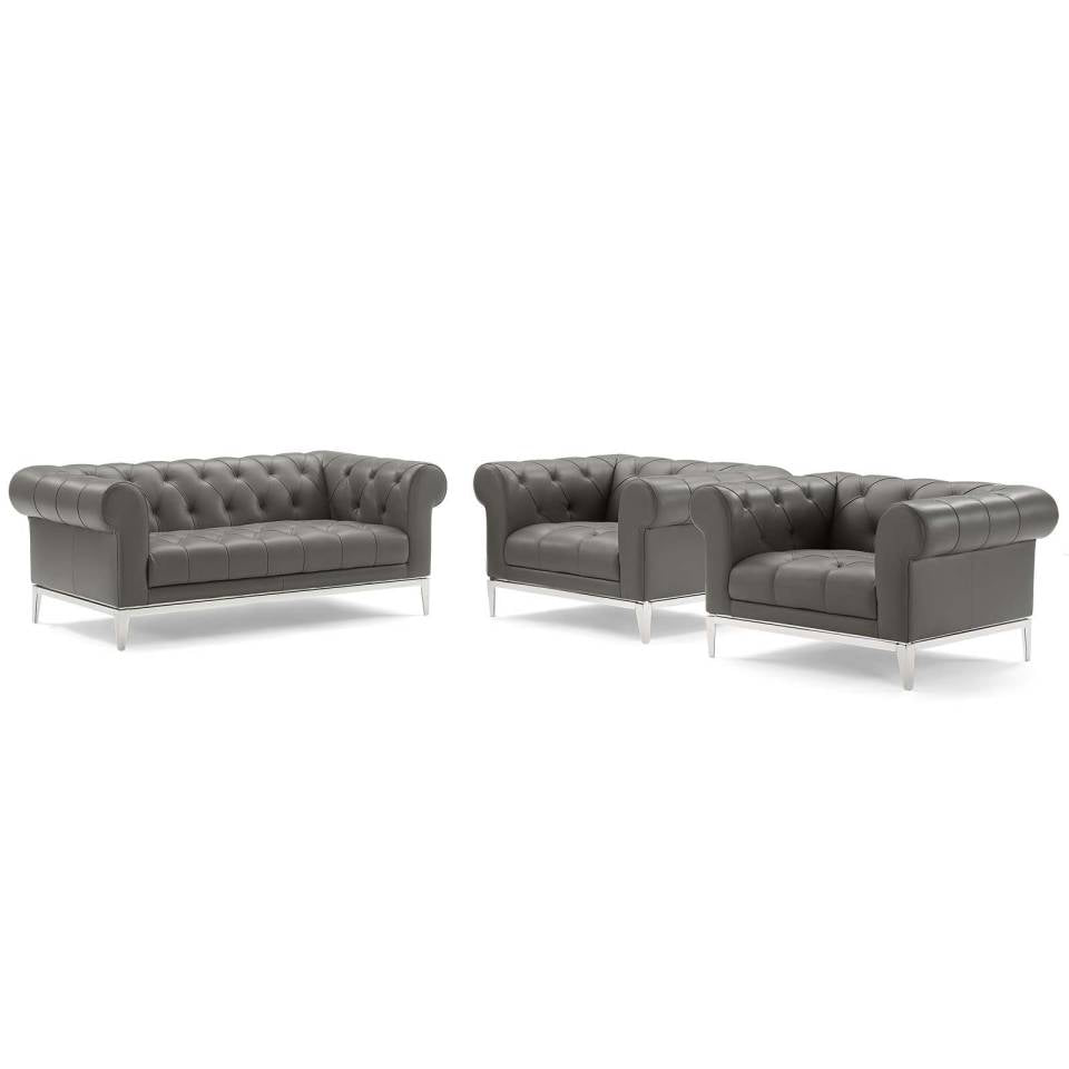 Modway Idyll Tufted Upholstered Leather 3 Piece Set - EEI-4192 | Sofa Set | Modishstore - 2