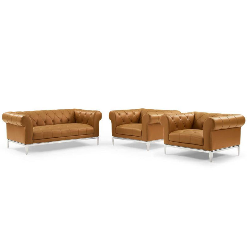 Modway Idyll Tufted Upholstered Leather 3 Piece Set - EEI-4194 | Sofa Set | Modishstore - 7