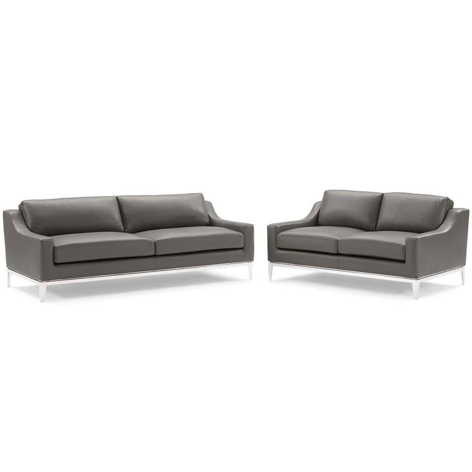 Modway Harness Stainless Steel Base Leather Sofa and Loveseat Set | Loveseats | Modishstore-2