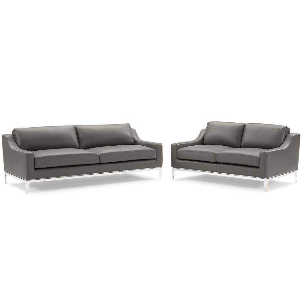 Modway Harness Stainless Steel Base Leather Sofa and Loveseat Set - EEI-4196 | Sofa Set | Modishstore - 2
