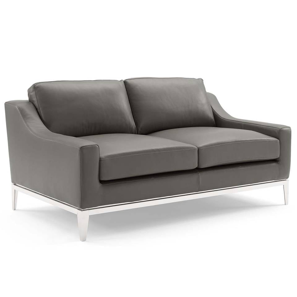 Modway Harness Stainless Steel Base Leather Sofa and Loveseat Set | Loveseats | Modishstore-5