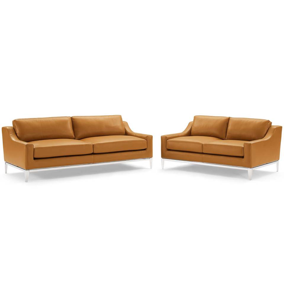 Modway Harness Stainless Steel Base Leather Sofa and Loveseat Set | Loveseats | Modishstore-7
