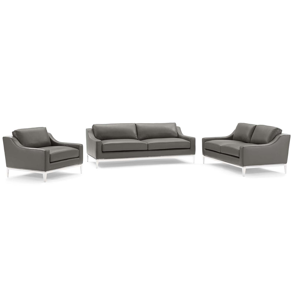 Modway Harness 3 Piece Stainless Steel Base Leather Set - EEI-4197 | Sofa Set | Modishstore - 2