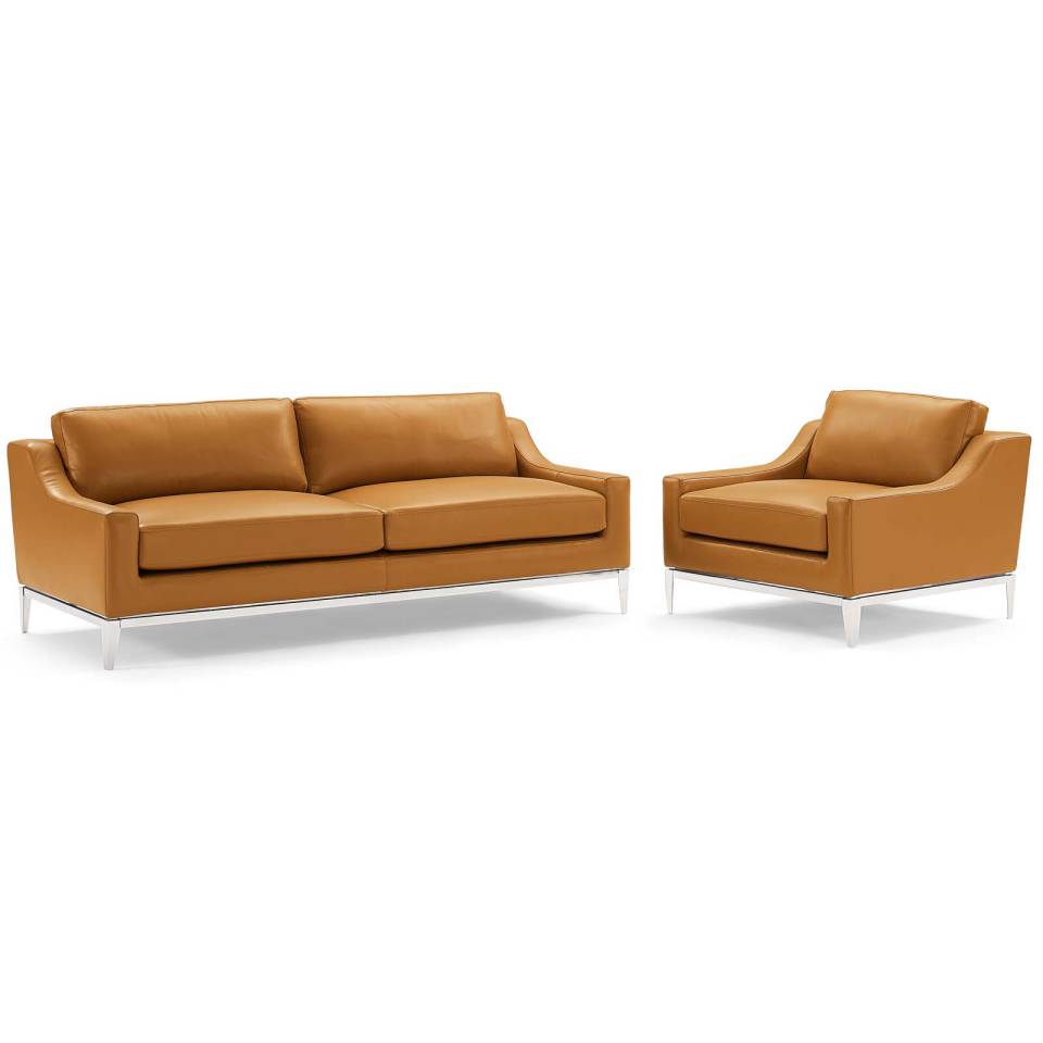 Modway Harness Stainless Steel Base Leather Sofa & Armchair Set - EEI-4198 | Sofa Set | Modishstore - 7