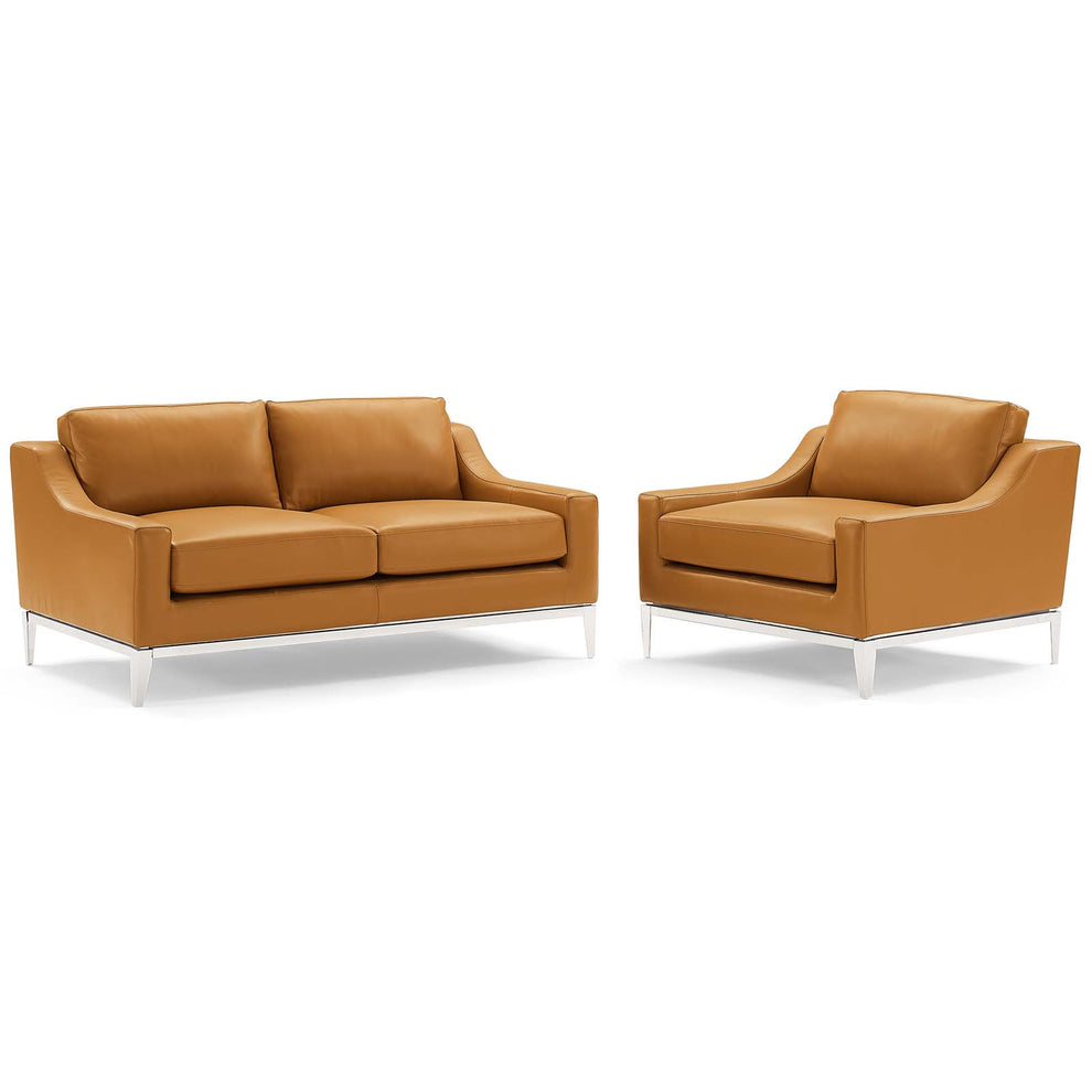 Modway Harness Stainless Steel Base Leather Loveseat & Armchair Set - EEI-4200 | Sofa Set | Modishstore - 7
