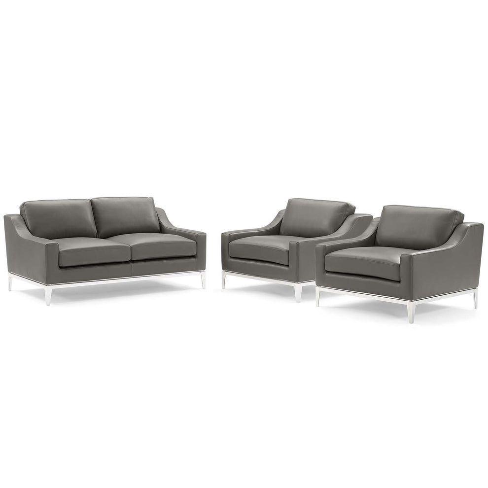 Harness 3 Piece Stainless Steel Base Leather Set By Modway - EEI-4201 | Sofa Set | Modishstore - 7
