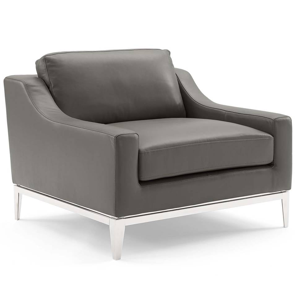 Modway Harness Stainless Steel Base Leather Armchair Set of 2 - EEI-4202 | Armchairs | Modishstore - 3