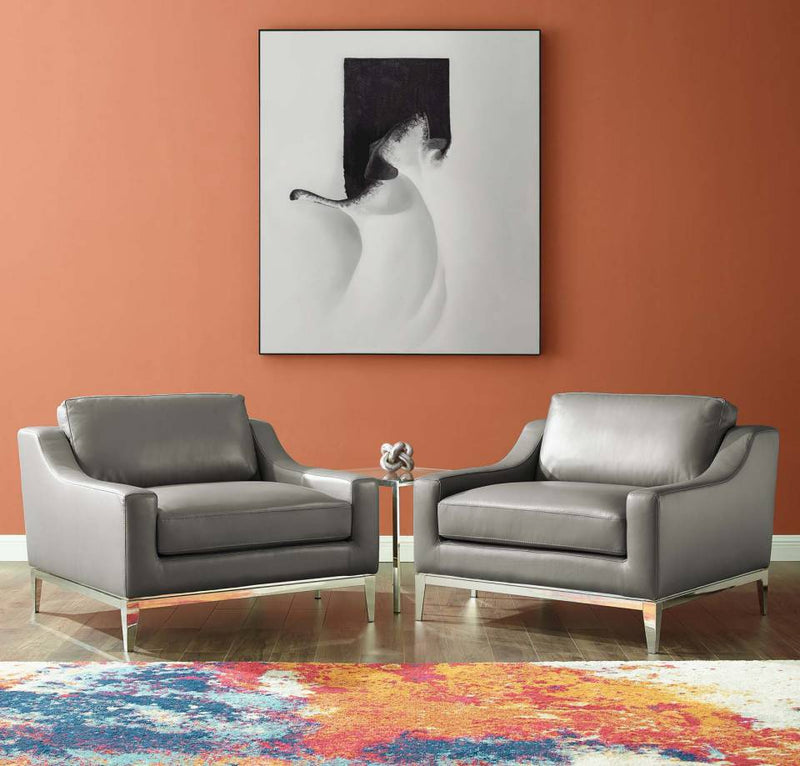 Modway Harness Stainless Steel Base Leather Armchair Set of 2 - EEI-4202 | Armchairs | Modishstore - 1