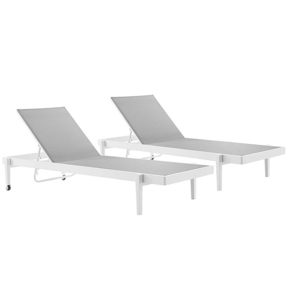 Modway Charleston Outdoor Patio Aluminum Chaise Lounge Chair Set of 2 - EEI-4204 | Outdoor Recliners & Lounge Chairs | Modishstore - 2