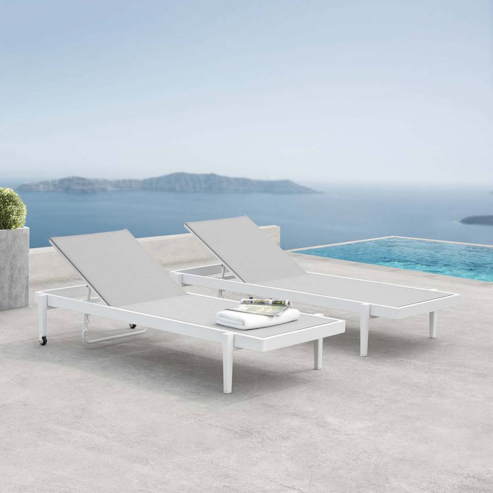 Modway Charleston Outdoor Patio Aluminum Chaise Lounge Chair Set of 2 - EEI-4204 | Outdoor Recliners & Lounge Chairs | Modishstore - 1
