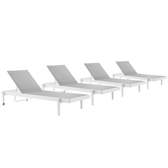 Modway Charleston Set, Two Chaise Lounge Chairs, White Gray