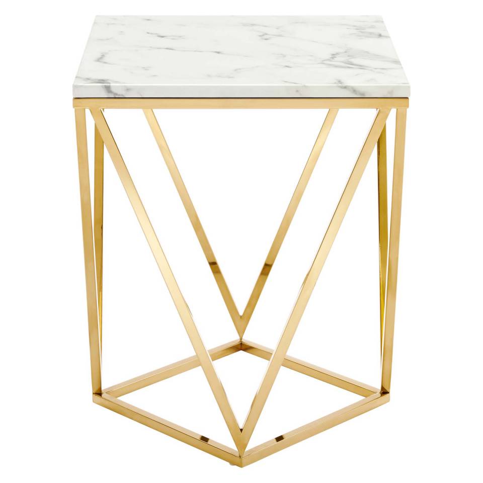 Modway Vertex Gold Metal Stainless Steel End Table | End Tables | Modishstore-6