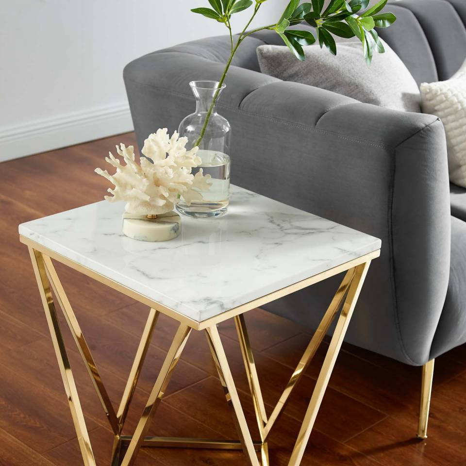 Modway Vertex Gold Metal Stainless Steel End Table | End Tables | Modishstore-4
