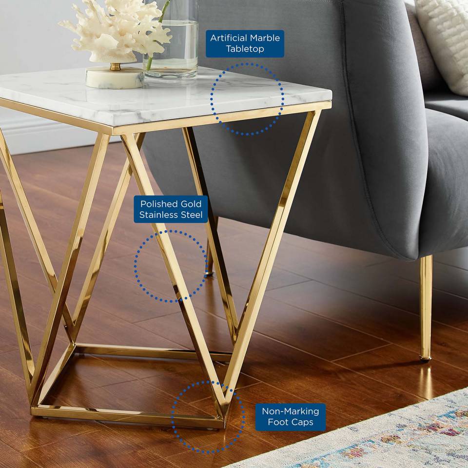 Modway Vertex Gold Metal Stainless Steel End Table | End Tables | Modishstore-7