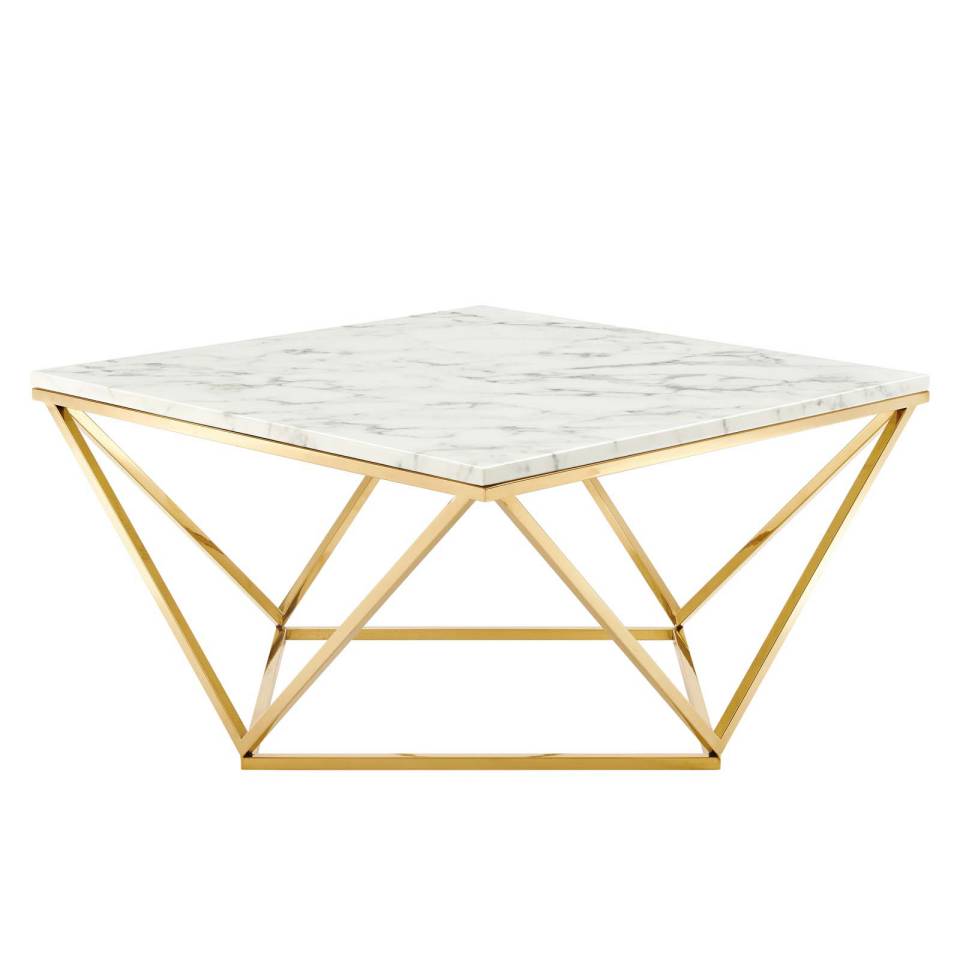 Modway Vertex Gold Metal Stainless Steel Coffee Table | Coffee Tables | Modishstore-6