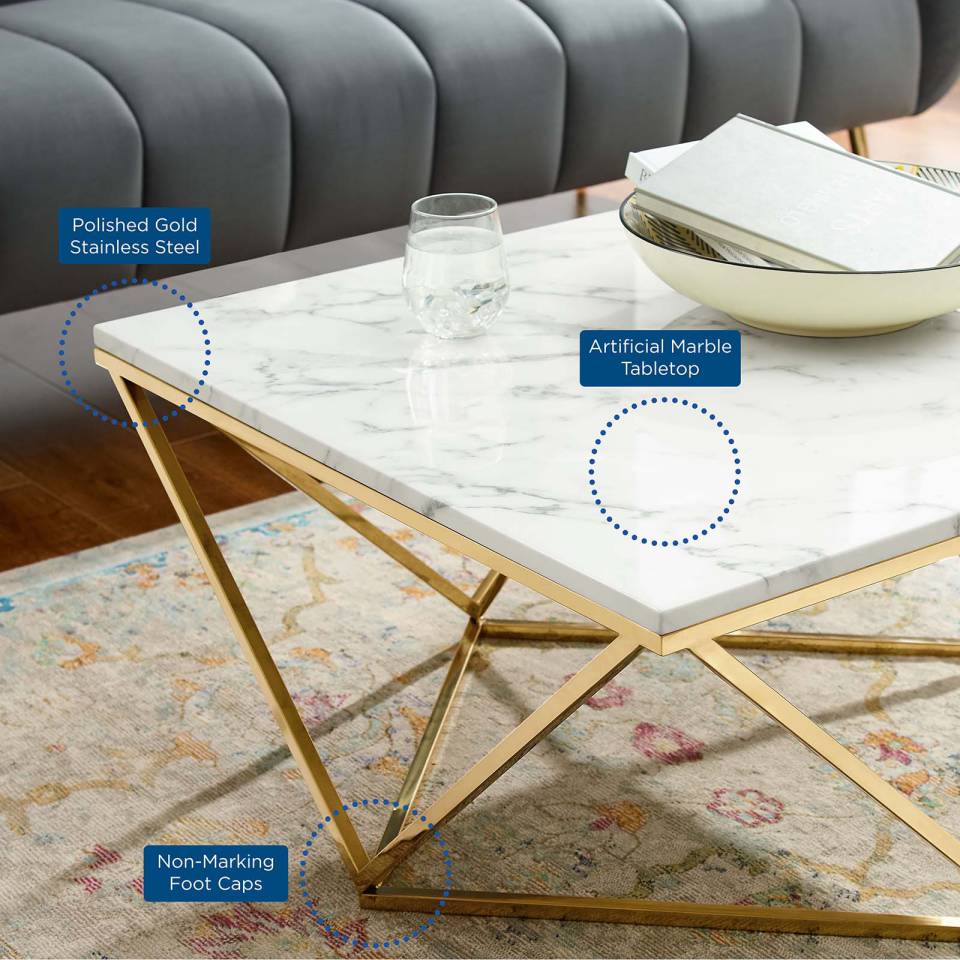 Modway Vertex Gold Metal Stainless Steel Coffee Table | Coffee Tables | Modishstore-5