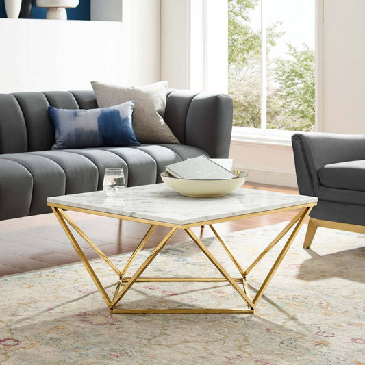 Modway Vertex Gold Metal Stainless Steel Coffee Table | Coffee Tables | Modishstore