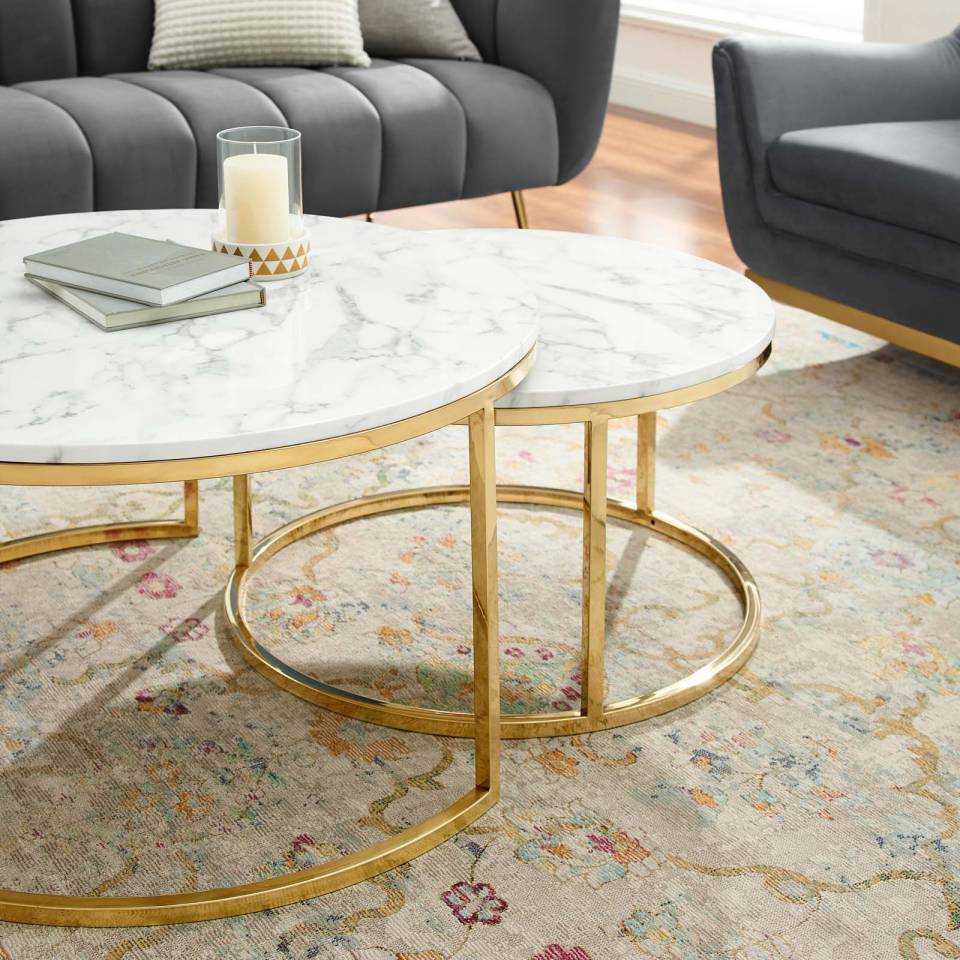 Modway Ravenna Artificial Marble Nesting Coffee Table - EEI-4208 | Coffee Tables | Modishstore - 5