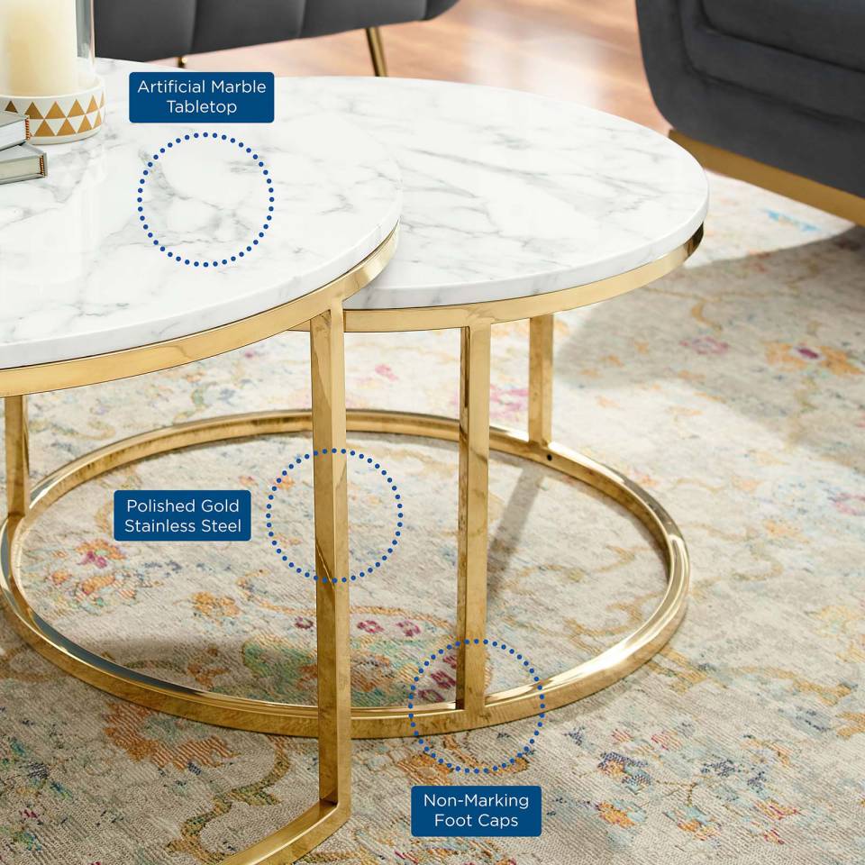 Modway Ravenna Artificial Marble Nesting Coffee Table - EEI-4208 | Coffee Tables | Modishstore - 6