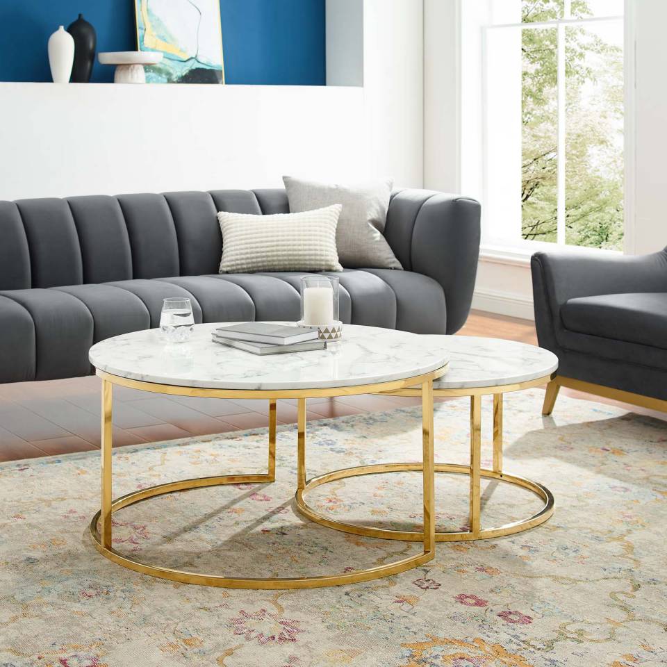 Modway Ravenna Artificial Marble Nesting Coffee Table - EEI-4208 | Coffee Tables | Modishstore - 1