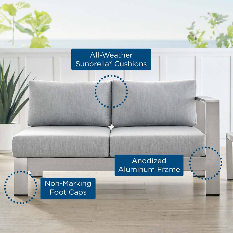 Modway Shore Sunbrella® Fabric Aluminum Outdoor Patio Right-Arm Loveseat - EEI-4222 | Outdoor Sofas, Loveseats & Sectionals | Modishstore - 4