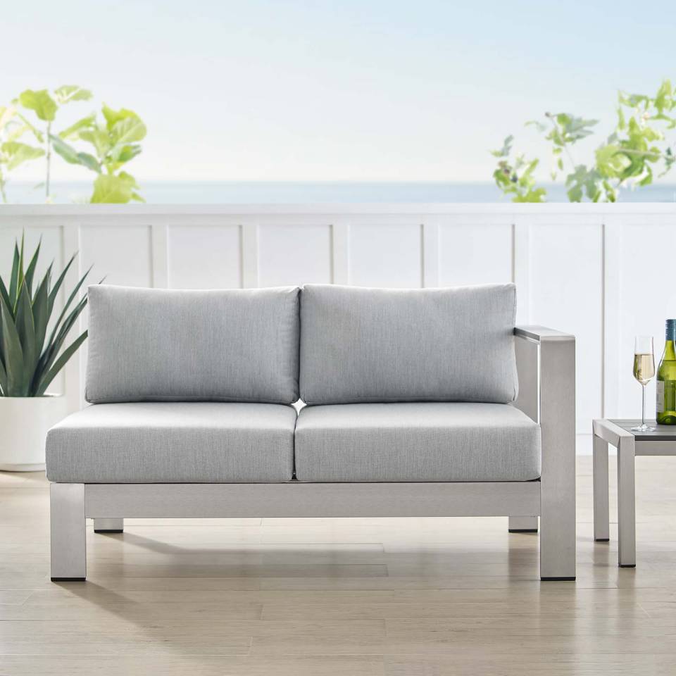 Modway Shore Sunbrella® Fabric Aluminum Outdoor Patio Right-Arm Loveseat - EEI-4222 | Outdoor Sofas, Loveseats & Sectionals | Modishstore - 1