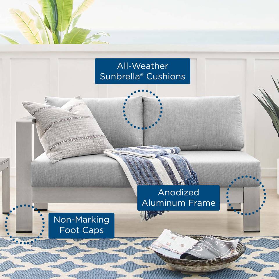 Modway Shore Sunbrella® Fabric Aluminum Outdoor Patio Left-Arm Loveseat - EEI-4223 | Outdoor Sofas, Loveseats & Sectionals | Modishstore - 5