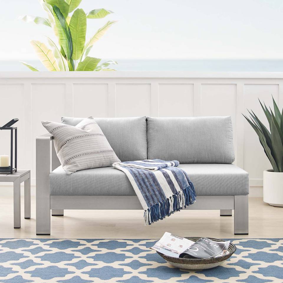 Modway Shore Sunbrella® Fabric Aluminum Outdoor Patio Left-Arm Loveseat - EEI-4223 | Outdoor Sofas, Loveseats & Sectionals | Modishstore - 1