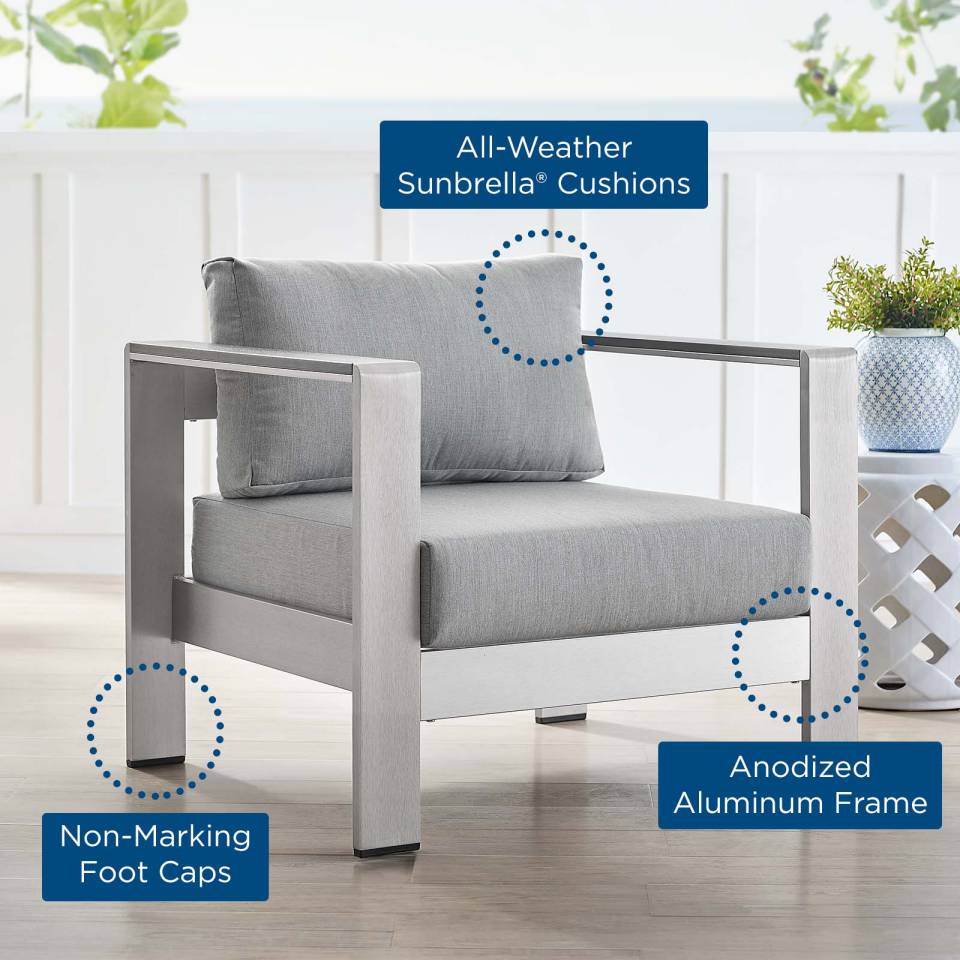 Modway Shore Sunbrella® Fabric Aluminum Outdoor Patio Armchair - EEI-4225 | Outdoor Chairs | Modishstore - 7