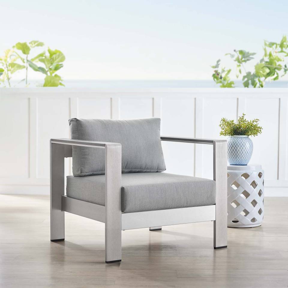 Modway Shore Sunbrella® Fabric Aluminum Outdoor Patio Armchair | Outdoor Chairs | Modishstore