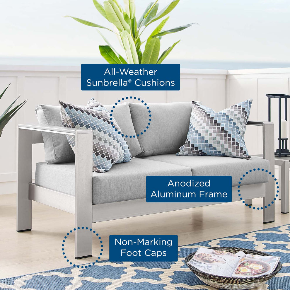 Modway Shore Sunbrella® Fabric Aluminum Outdoor Patio Loveseat - EEI-4226 | Outdoor Sofas, Loveseats & Sectionals | Modishstore - 7
