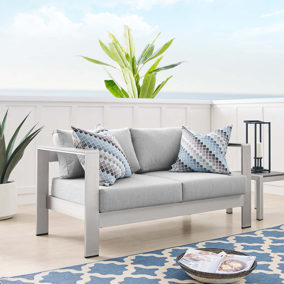 Modway Shore Sunbrella® Fabric Aluminum Outdoor Patio Loveseat - EEI-4226 | Outdoor Sofas, Loveseats & Sectionals | Modishstore - 1
