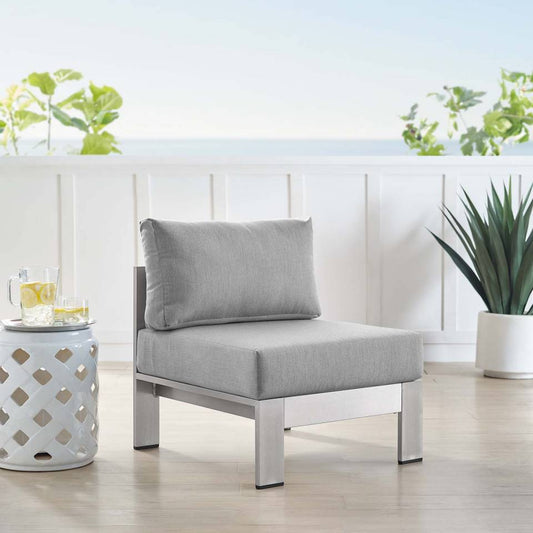 Modway Shore Sunbrella® Fabric Aluminum Outdoor Patio Armless Chair | Outdoor Chairs | Modishstore