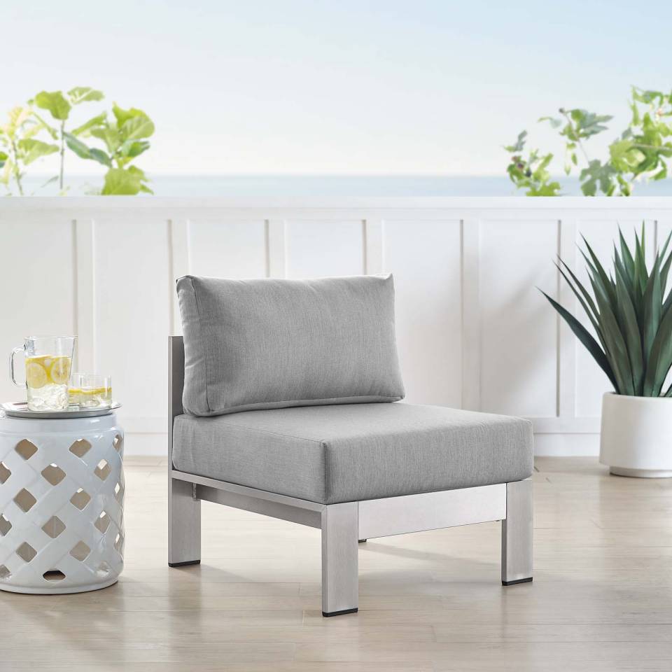 Modway Shore Sunbrella® Fabric Aluminum Outdoor Patio Armless Chair - EEI-4227 | Outdoor Chairs | Modishstore - 1