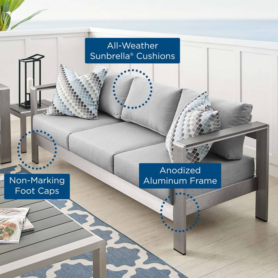 Modway Shore Sunbrella® Fabric Aluminum Outdoor Patio Sofa | Outdoor Sofas, Loveseats & Sectionals | Modishstore-8