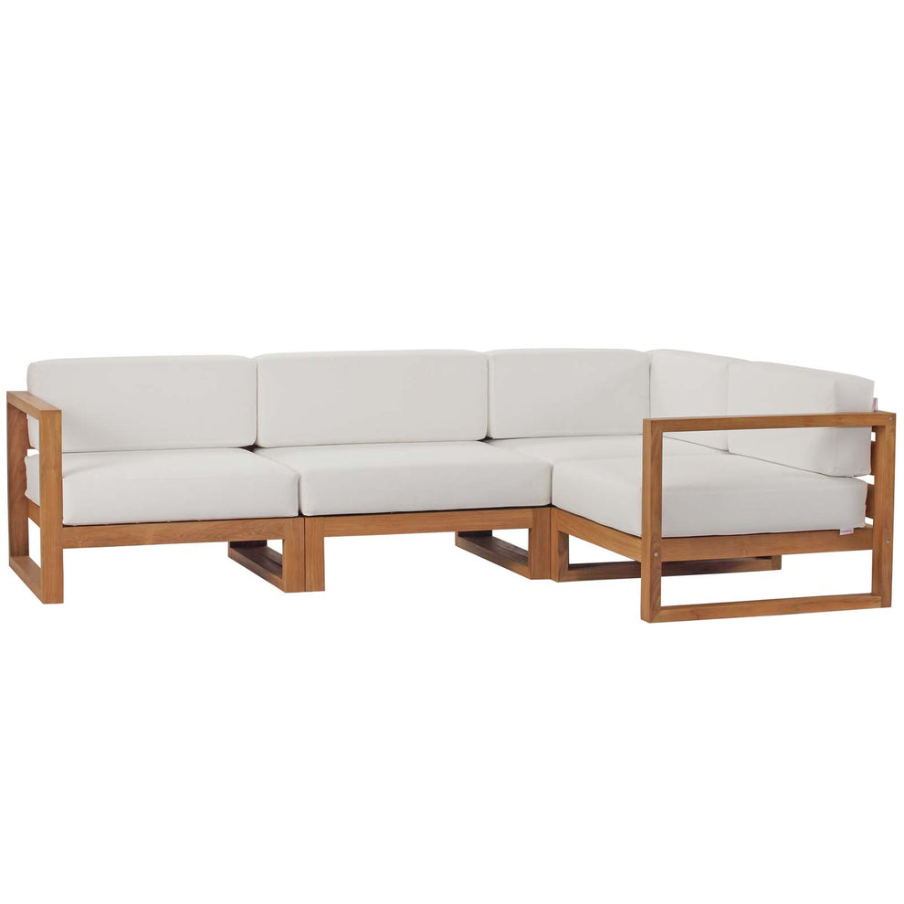Modway Upland Outdoor Patio Teak Wood 4-Piece Sectional Sofa Set - EEI-4253 | Outdoor Sofas, Loveseats & Sectionals | Modishstore - 2