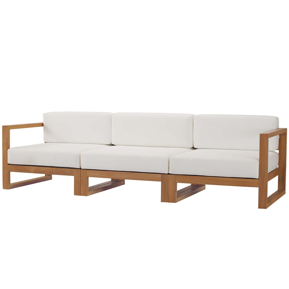 Modway Upland Outdoor Patio Teak Wood 3-Piece Sectional Sofa Set - EEI-4254 | Outdoor Sofas, Loveseats & Sectionals | Modishstore - 3