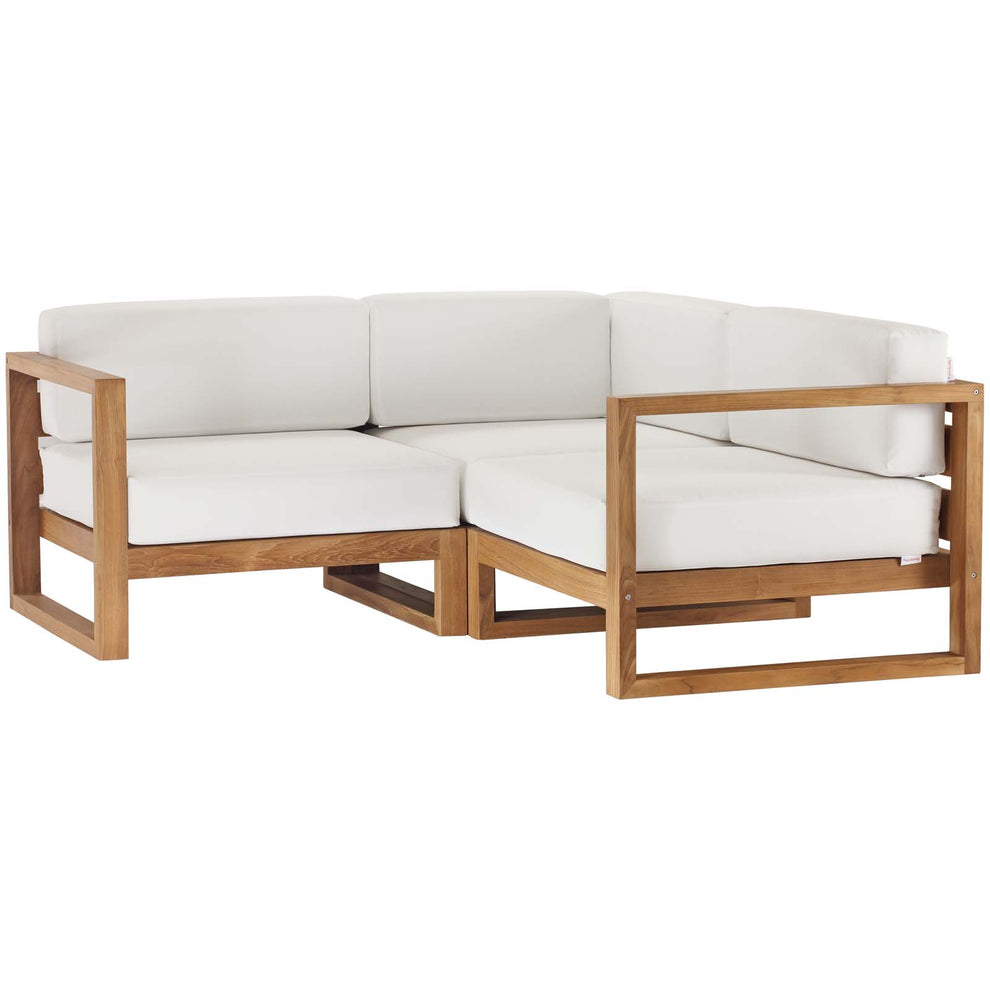 Modway Upland Outdoor Patio Teak Wood 3-Piece Sectional Sofa Set - EEI-4255 | Outdoor Sofas, Loveseats & Sectionals | Modishstore - 2