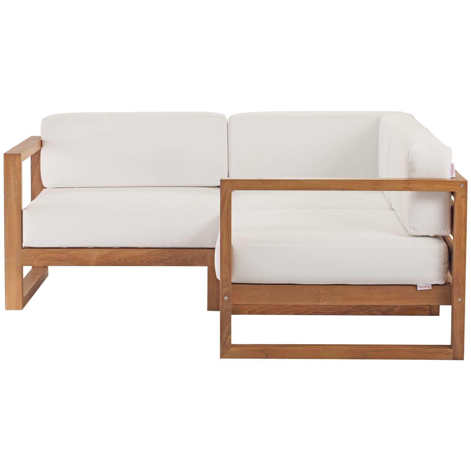 Modway Upland Outdoor Patio Teak Wood 3-Piece Sectional Sofa Set - EEI-4255 | Outdoor Sofas, Loveseats & Sectionals | Modishstore - 3