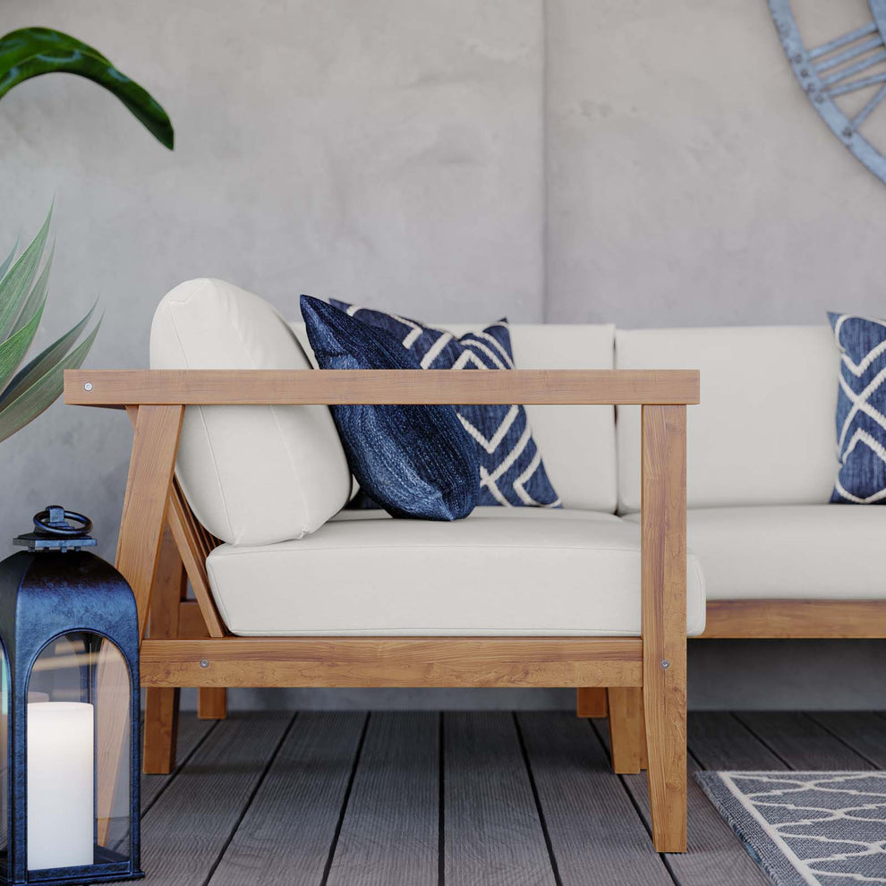 Modway Bayport Outdoor Patio Teak Wood 3-Piece Sectional Sofa Set - EEI-4258 | Outdoor Sofas, Loveseats & Sectionals | Modishstore - 2