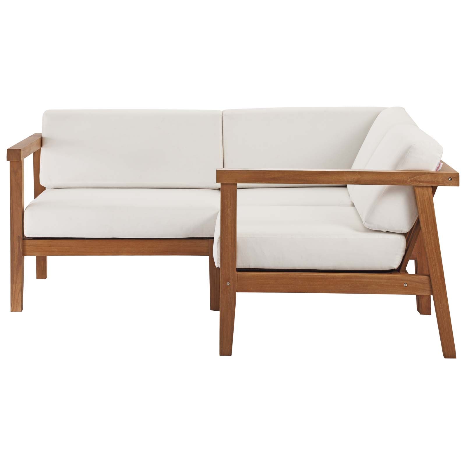 Modway Bayport Outdoor Patio Teak Wood 3-Piece Sectional Sofa Set | Outdoor Sofas, Loveseats & Sectionals | Modishstore-4