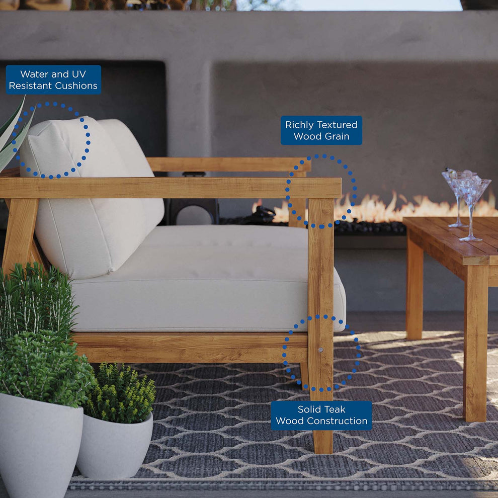 Modway Bayport Outdoor Patio Teak Wood 2-Seater Loveseat - EEI-4259 | Outdoor Sofas, Loveseats & Sectionals | Modishstore - 10