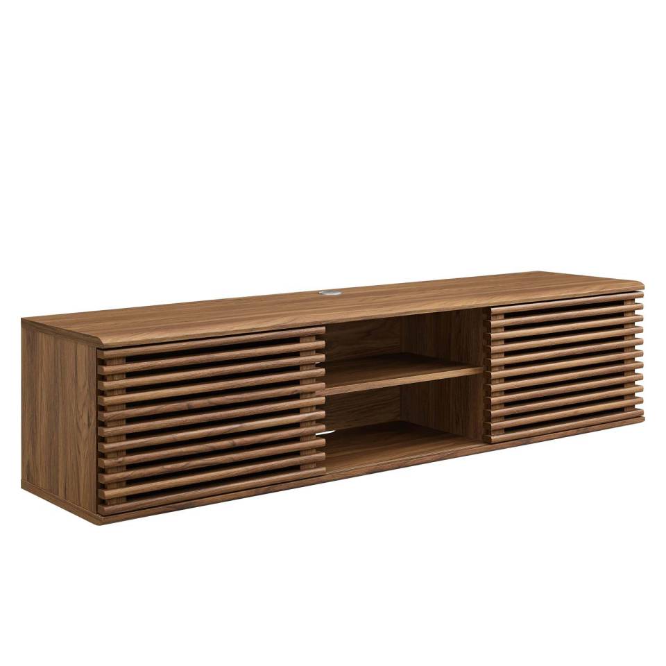 Modway Render 60" Wall-Mount Media Console TV Stand - EEI-4267 for flat screen upto 65 in  Walnut Console table  Adjustable center shelf  sliding doors | TV Stands | Modishstore - 7