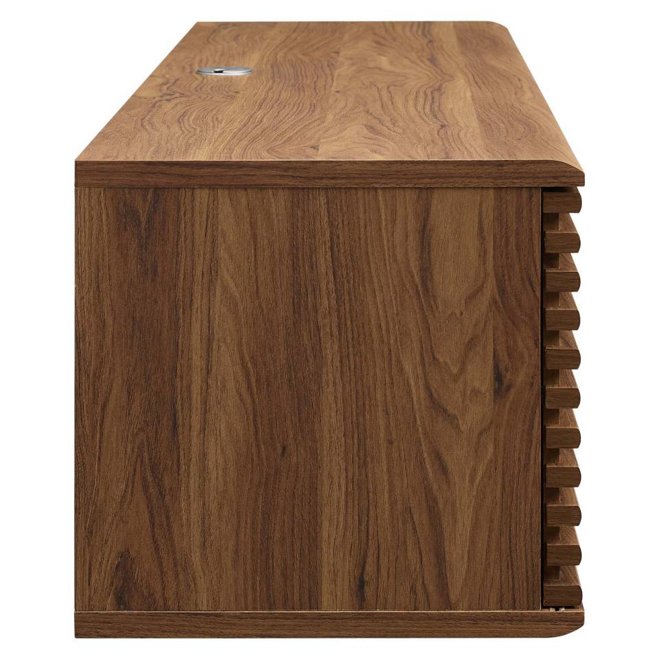 Modway Render 60" Wall-Mount Media Console TV Stand - EEI-4267 for flat screen upto 65 in  Walnut Console table  Adjustable center shelf  sliding doors | TV Stands | Modishstore - 8