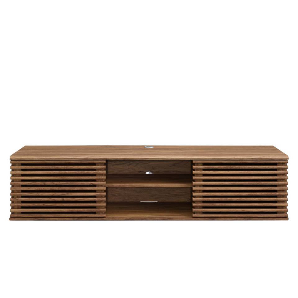 Modway Render 60" Wall-Mount Media Console TV Stand - EEI-4267 for flat screen upto 65 in  Walnut Console table  Adjustable center shelf  sliding doors | TV Stands | Modishstore - 3