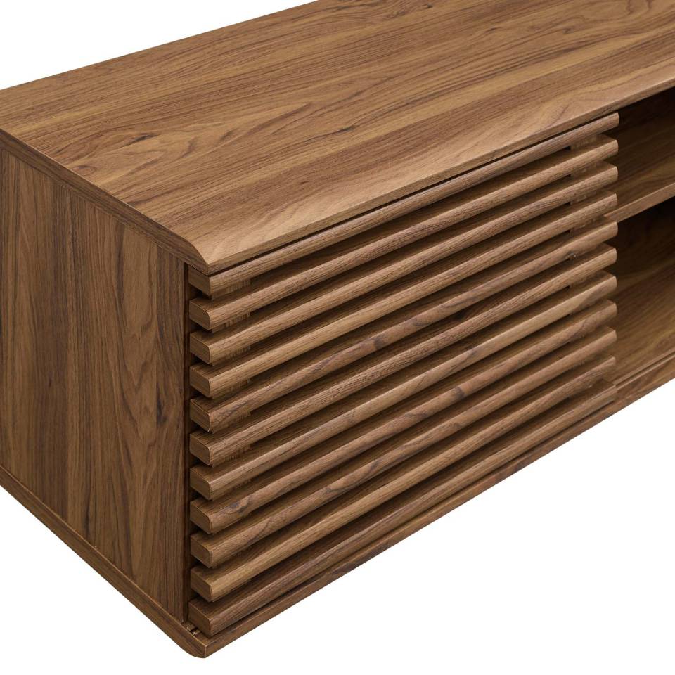 Modway Render 60" Wall-Mount Media Console TV Stand - EEI-4267 for flat screen upto 65 in  Walnut Console table  Adjustable center shelf  sliding doors | TV Stands | Modishstore - 5