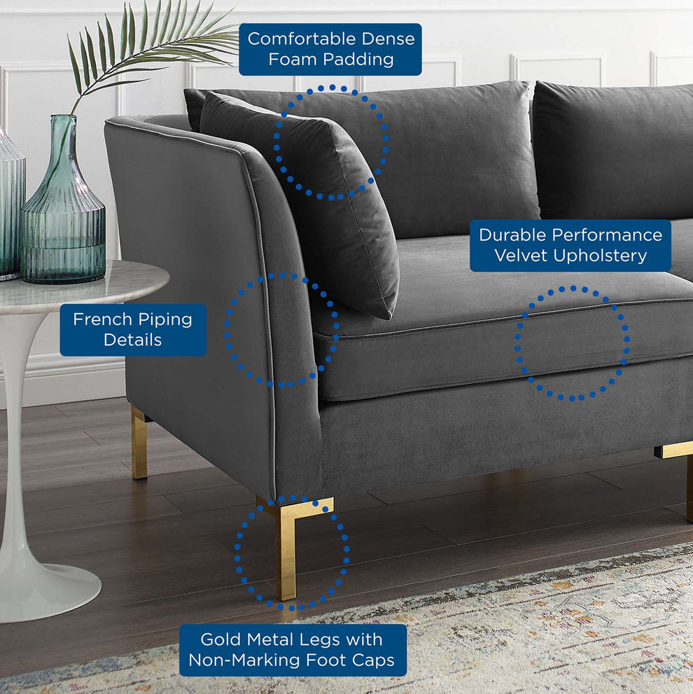 Modway Ardent 4-Piece Performance Velvet Sectional Sofa - EEI-4270 | Sofa Set | Modishstore - 11